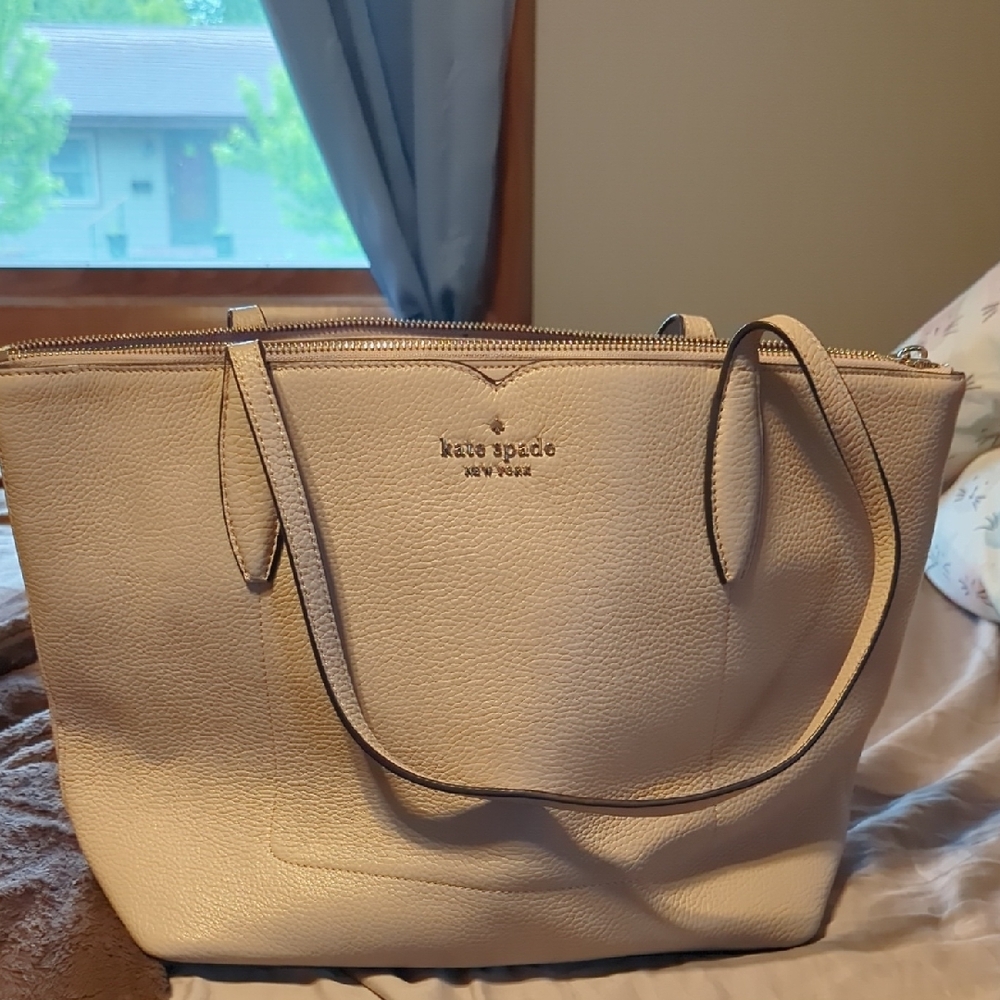 Kate Spade Cream Leather Tote Bag